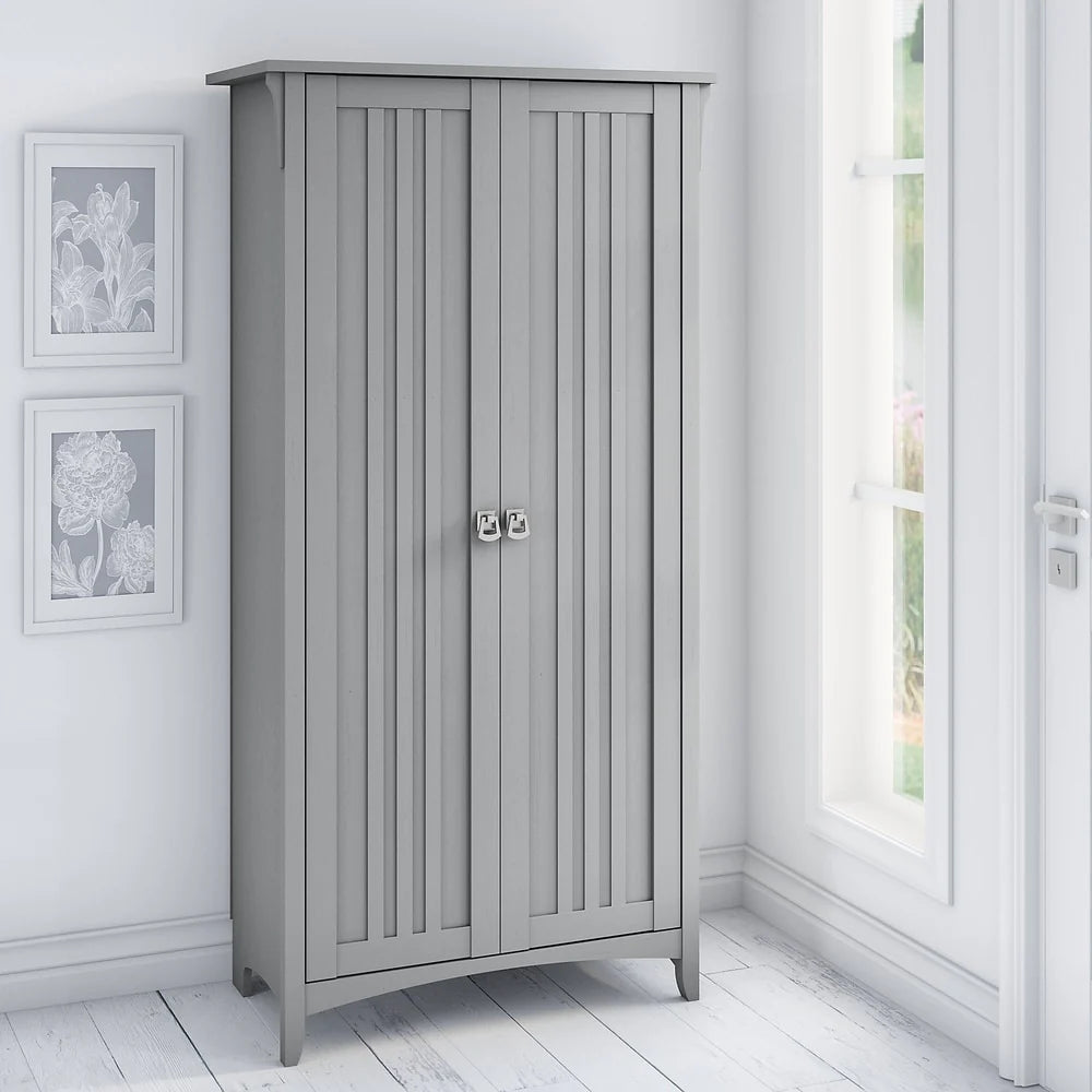 Tall Freestanding Storage Cabinet With Doors And 5 Shelves