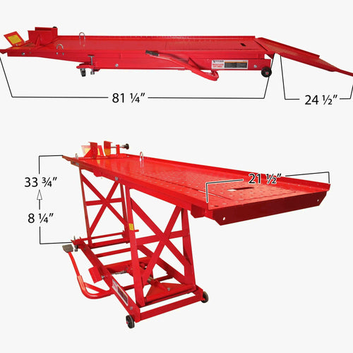1,000 lb Hydraulic Motorcycle Lift Table Extra Long Heavy Duty