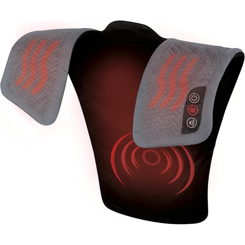 HoMedics Comfort Pro Elite Vibration Heated Shoulder Massager Wrap, Plush Fabric, 2 Speeds - NMS-450H