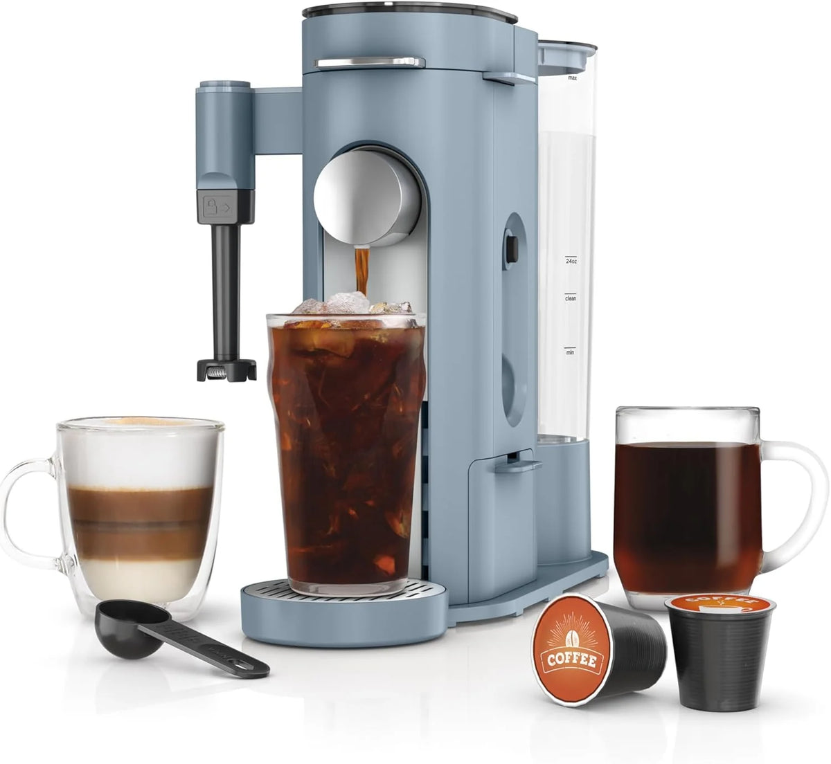 Single-Serve Coffee Maker K-Cup Pod Compatible, Built-In Milk Frother, 68 Fluid Ounces Reservoir
