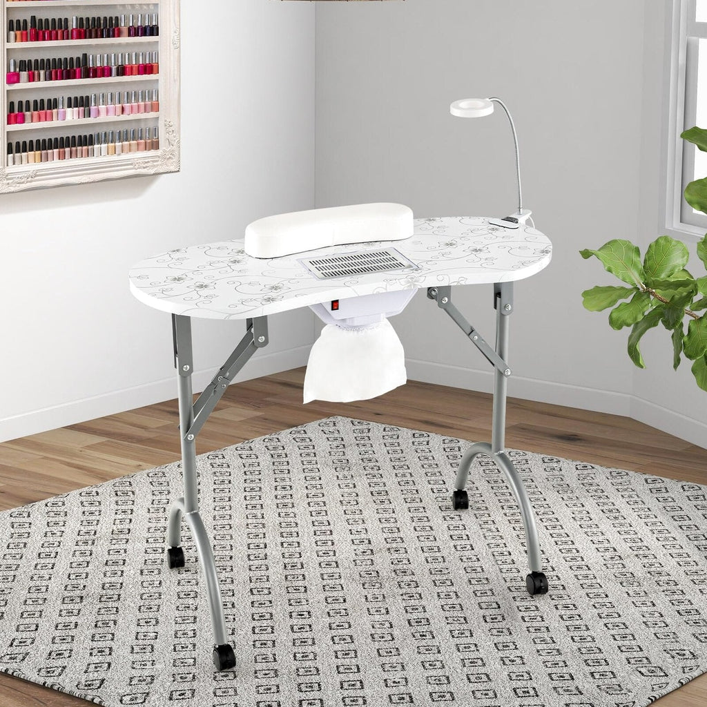 LDAILY Portable Nail Table with Electric Dust Collector