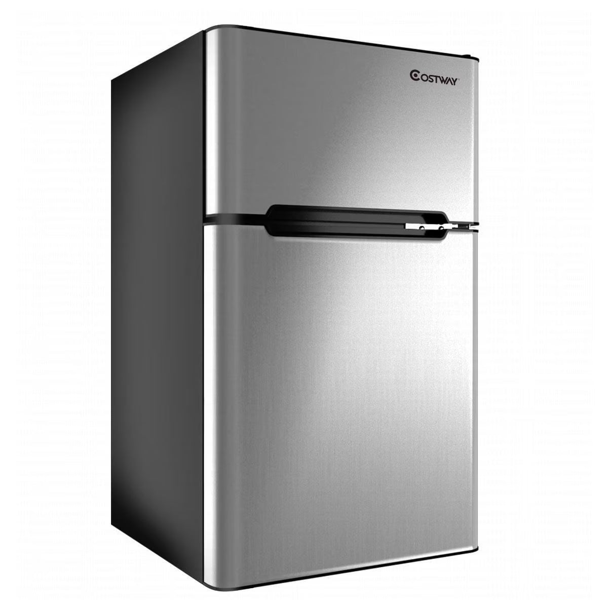Costway Compact Refrigerator With Internal Freezer, Grey, 3.2 Cu. Ft.