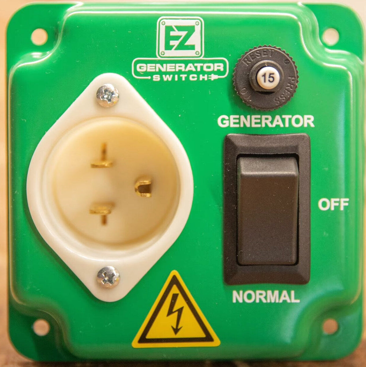 EZ Generator Switch, 15A 125V Green Manual Transfer Electrical Switch