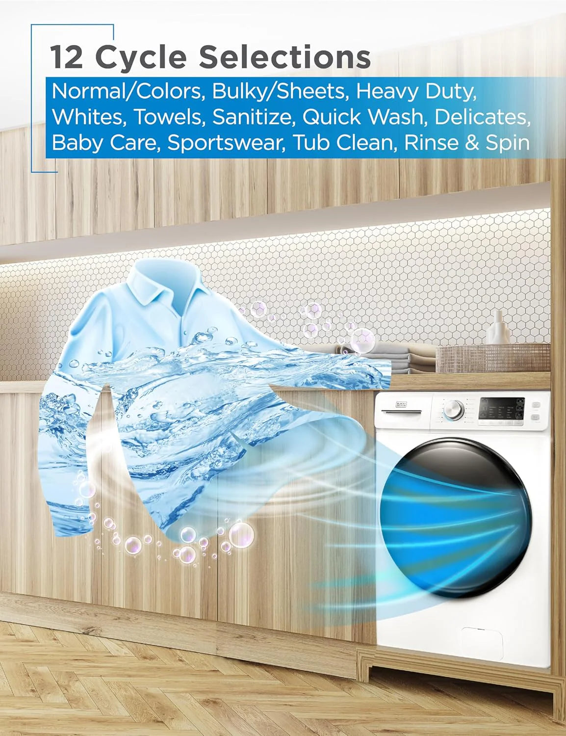 BLACK+DECKER Portable Washing Machine, 0.9 Cu. Ft., 5 Wash Cycles