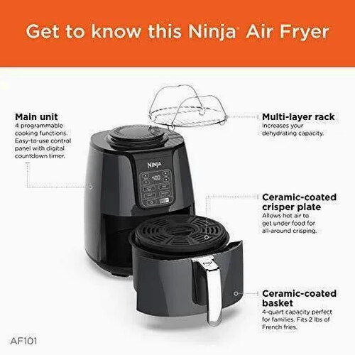 Ninja AF101 Air Fryer 4 Qt Black/gray