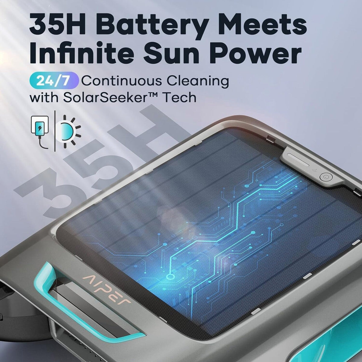 AIPER Surfer S2 Solar Pool Skimmer with APP Support, 24/7 Cleaning, Dual Charging Modes, Smart Obstacle Avoidance, Ideal for All Swimming Pool Types