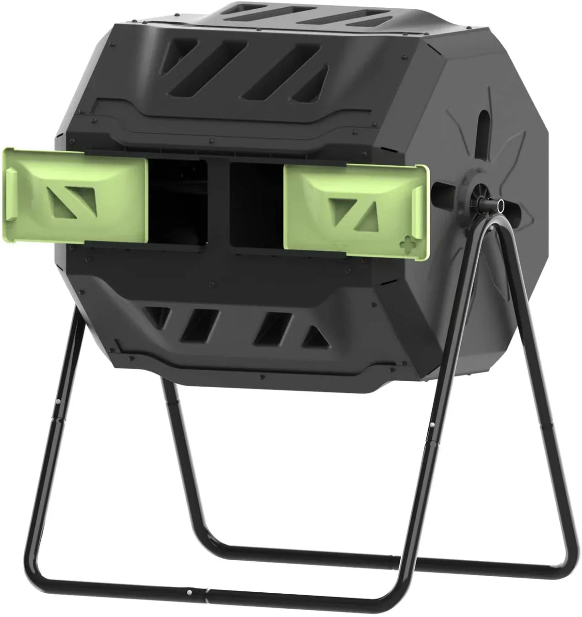 Dual Compartment Compost Tumbler Bin 43 Gallon Blue Door
