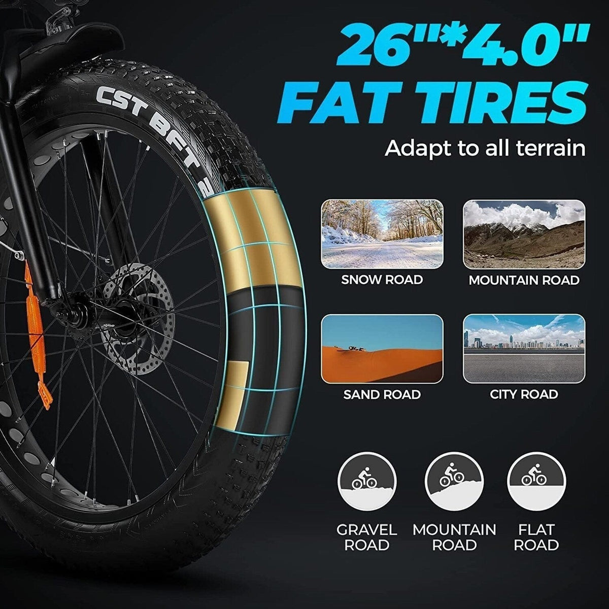 Outdoor electric bike with 48V/15Ah lithium battery