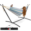 2-Person Brazilian-Style Double Hammock With Carrying Bag And Steel Stand