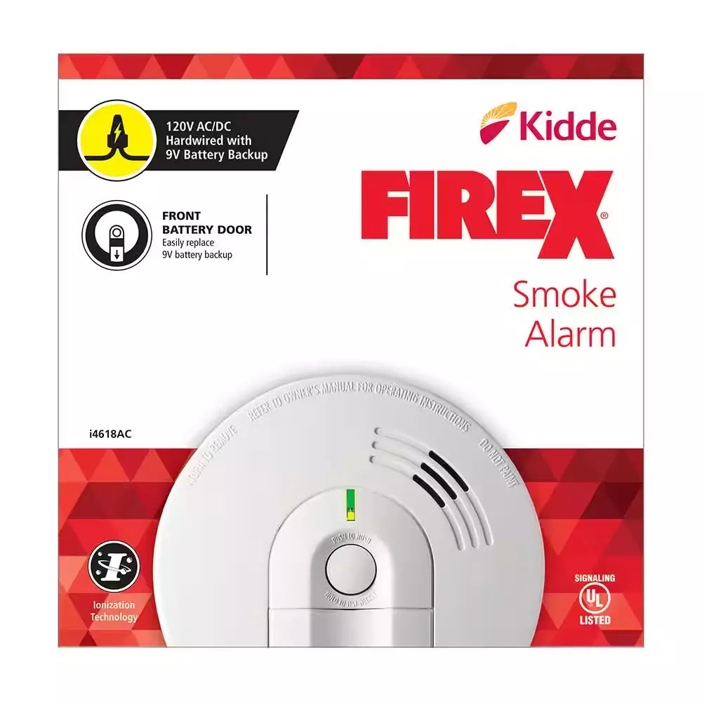 Hardwired Smoke And Carbon Monoxide Alarm With Ionization Sensor, 120V AC, 9V Battery Backup