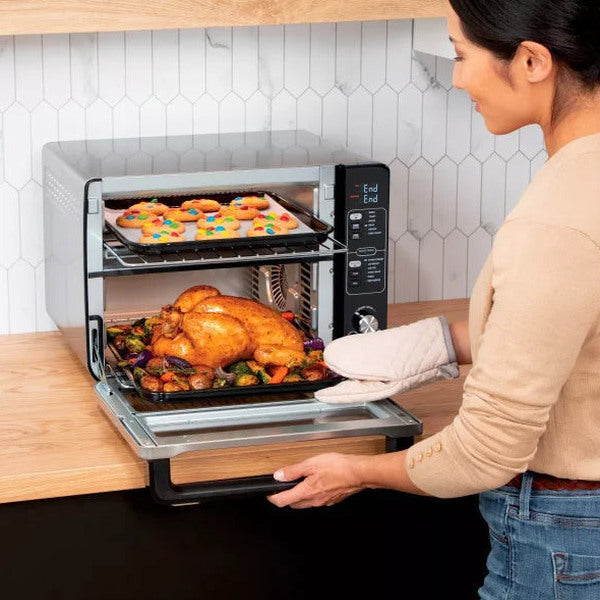 12-in-1 Double Oven with FlexDoor, FlavorSeal Smart Finish, Rapid Top Oven, Convection and Air Fry Bottom Oven DCT401