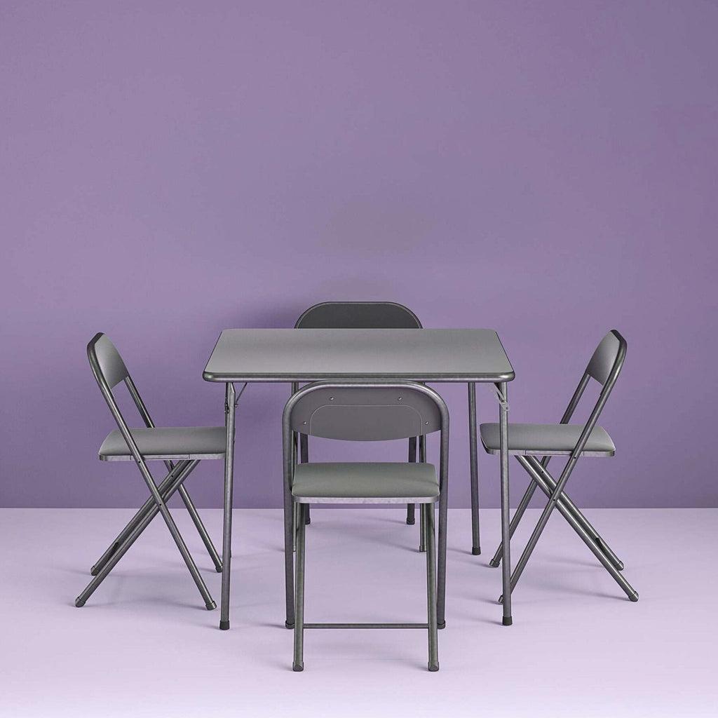 Cosco 5-Piece Folding Card Table Set, Black - Vinyl Seats, Easy Storage, Durable