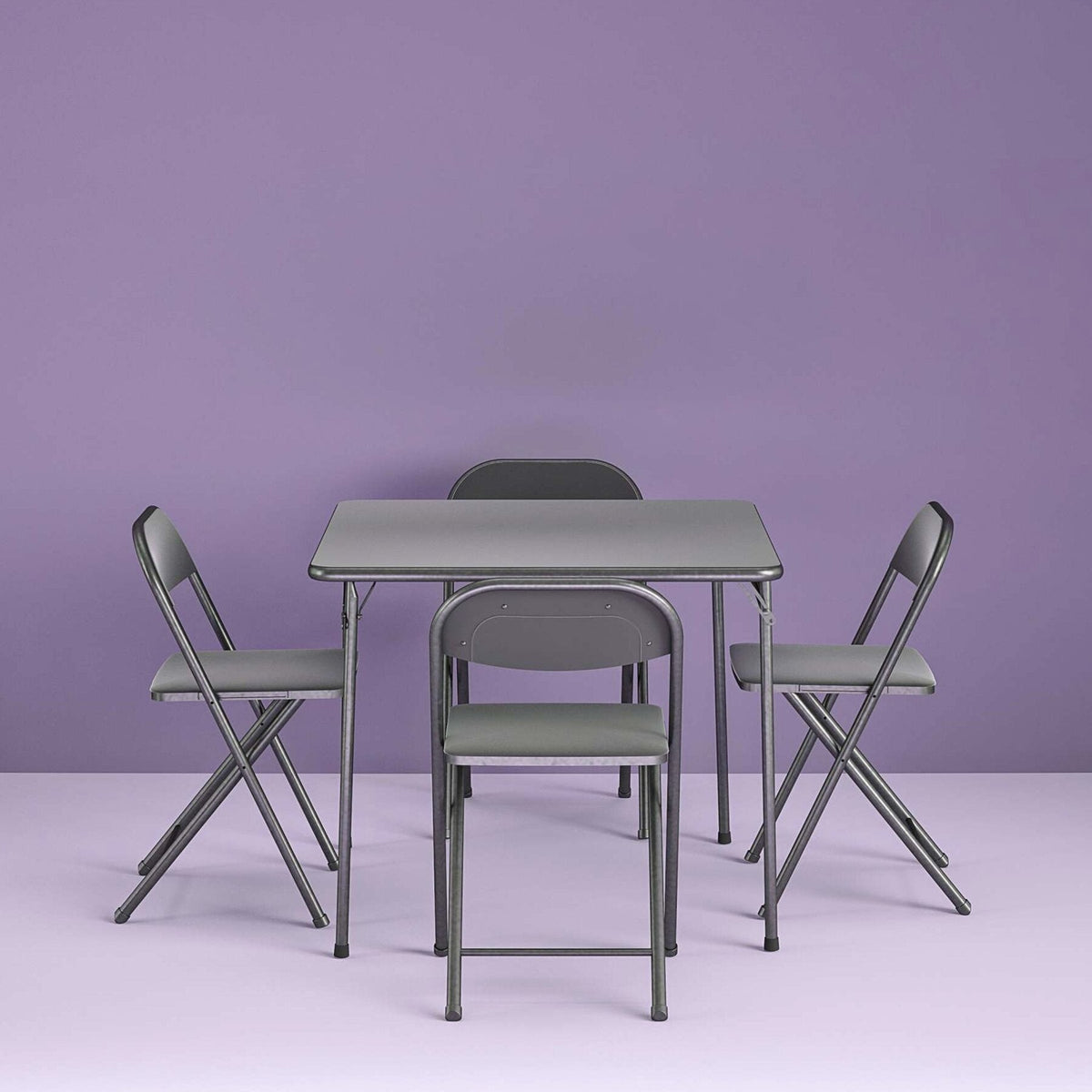 Cosco 5-Piece Folding Card Table Set, Black - Vinyl Seats, Easy Storage, Durable