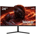 CRUA 24" Curved Gaming Monitor FHD 1080P, 180Hz, AMD FreeSync, VA Panel, HDMI/DP Ports, Black