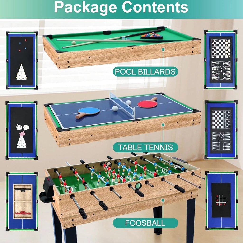 12-in-1 Game Table - 48" Combo Game Table, Ping Pong Table, Foosball Table, Air Hockey Table, Pool Table - Sports Arcade Games with Accessories - Ideal for Game Rooms and Family Game Nights!