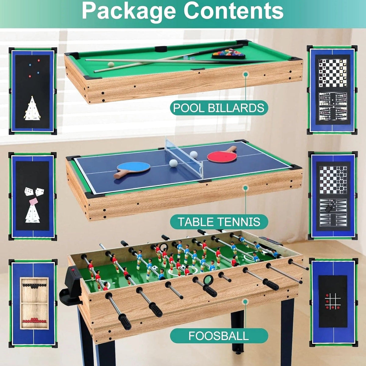 12-in-1 Game Table - 48" Combo Game Table, Ping Pong Table, Foosball Table, Air Hockey Table, Pool Table - Sports Arcade Games with Accessories - Ideal for Game Rooms and Family Game Nights!