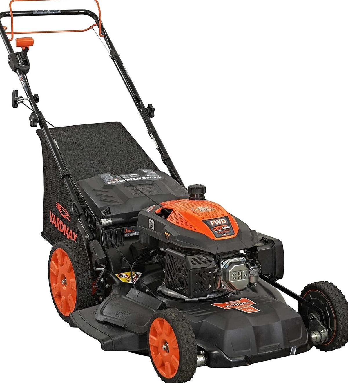 YG2860 22′′ 201cc 3-in-1 Gas Self-Propelled Lawn Mower with CVT and High Wheels
