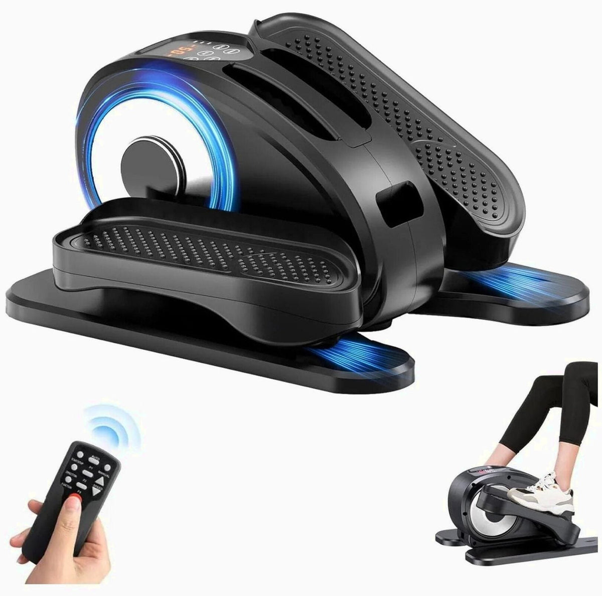 Under Desk Elliptical Electric Foot Pedal Exerciser Fully Assembled Seated Elliptical Compact Portable Elliptical Machine Trainer with Control Mini Elliptical Leg Exerciser for Home
