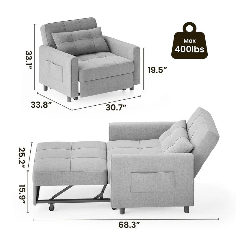 3-in-1 Adjustable Pull-Out Sleeper Sofa Bed With 330 Pounds Capacity