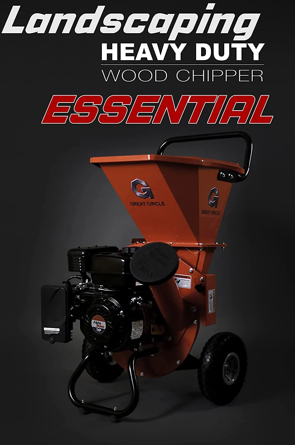 Gas Powered 3-in-1 Wood Chipper Shredder Mulcher, 7HP, 3in Branch Capacity, 30 x 24.1 x 41.6 in