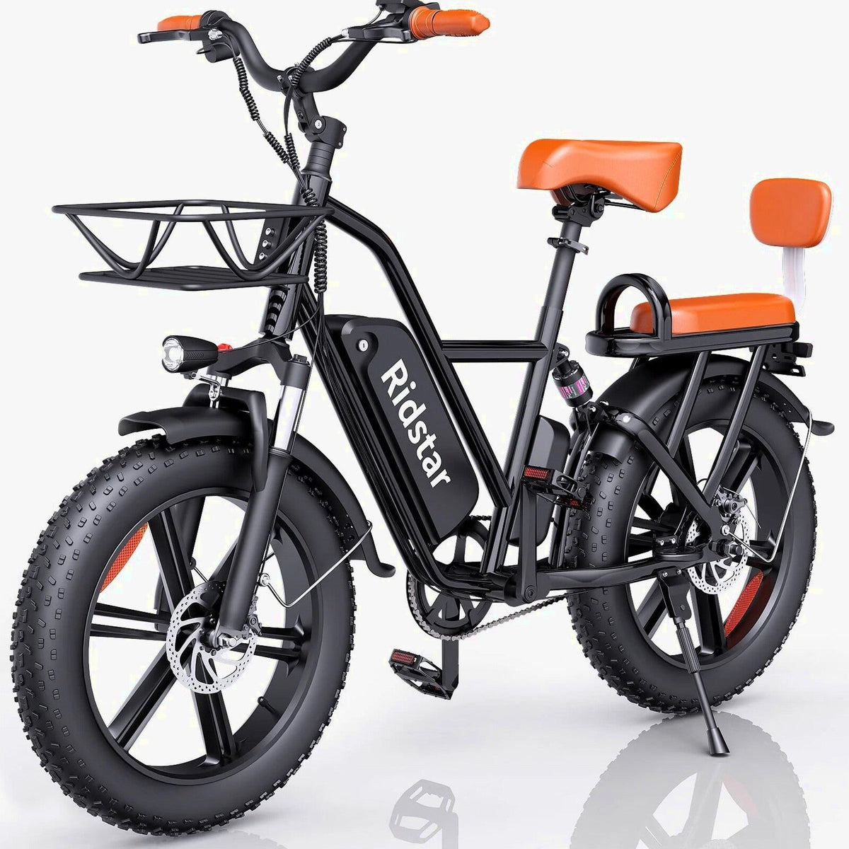 Electric Bike for Adults750W 30-70Miles 48V 15AH Removable Battery Ebike 20" x 4.0 Fat Tire Beach Commuting E-Bike 2 Seater W/Fork Suspension UL2849