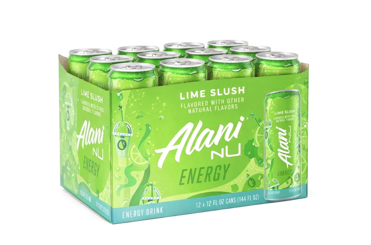 Energy Drink, Lime Slush Flavor, 12 Pack (12fl oz Cans), Sugar Free, Low Calories, 200mg Caffeine