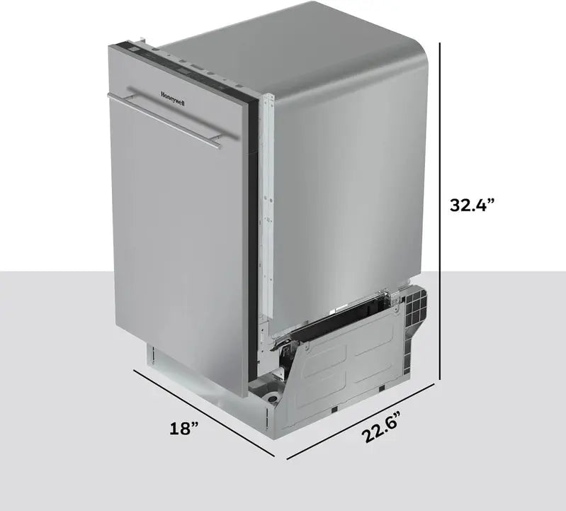 Honeywell 18-Inch Dishwasher, 8 Place Settings, Stainless Steel Tub - Stainless Steel
