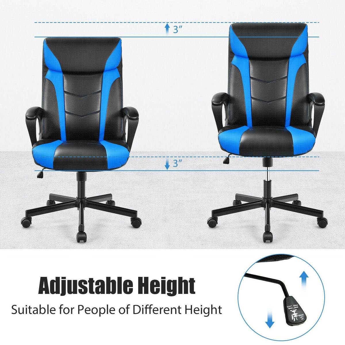 Ergonomic Desk Chair, Blue and Black