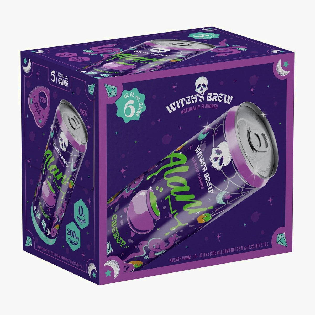 Sugar Free Energy Drink, Witch's Brew, 12oz Cans (6 Pack)