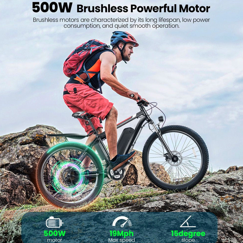 500W Electric Bike 26" Electric Bicycle for Adults with Cruise Control System Ebike