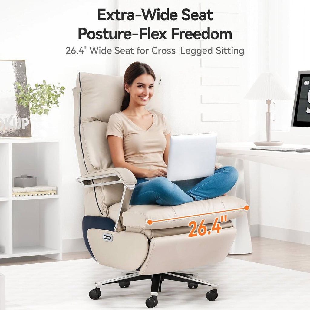 M80 Dual Motor Executive Office Chair with Footrest, Big &amp; Tall, 420lbs, Beige