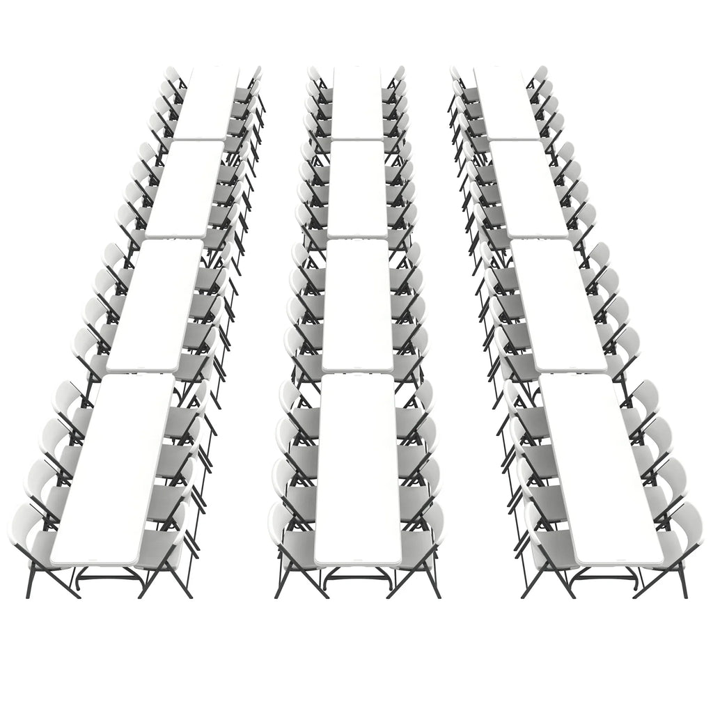Lifetime Folding Table And Chair Set, 12 8-Foot Tables And 96 Chairs - Pack Of 108