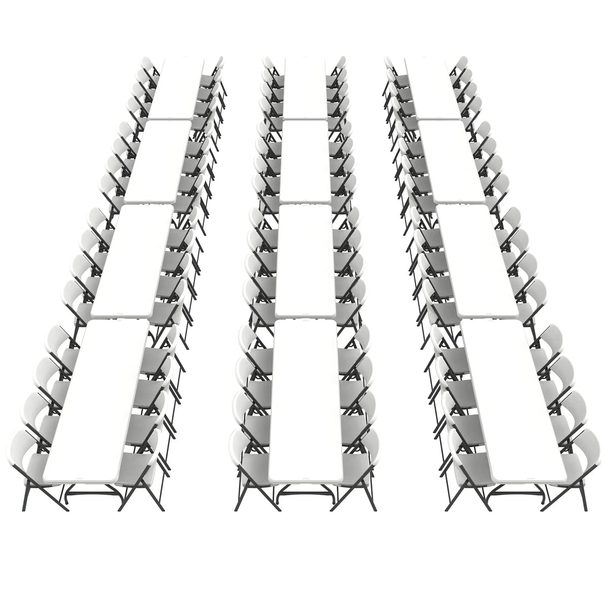Lifetime Folding Table And Chair Set, 12 8-Foot Tables And 96 Chairs - Pack Of 108