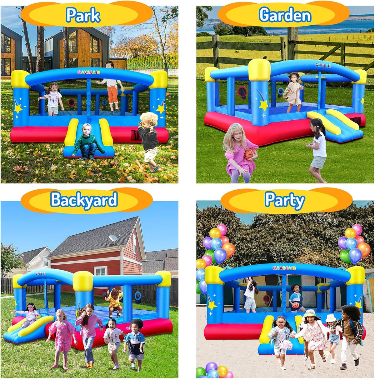 Causeair Inflatable Bounce House 15ft x 14.8ft, Reinforced PVC Bounce Floor, 6 Kids