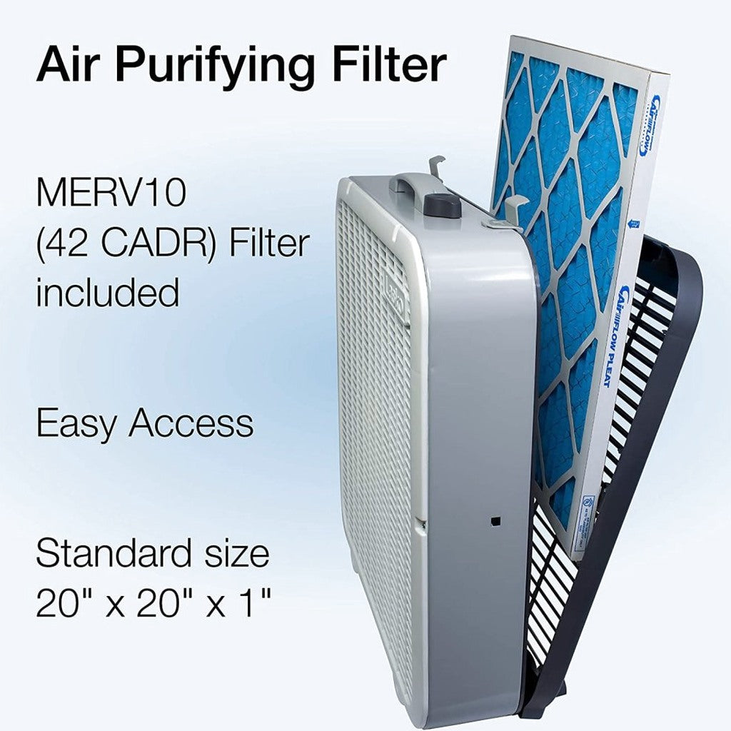 Lasko Air Flex 2-in-1 Box Fan &amp; Air Purifier, 20-Inch, 3 Speeds, White, FF305
