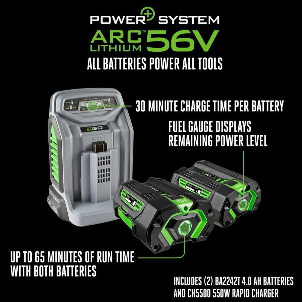 EGO Power+ LM2102SP-A 21-Inch 56-Volt Lithium-ion Self-Propelled Cordless Lawn Mower (2) 4.0Ah Battery and Rapid Charger Included