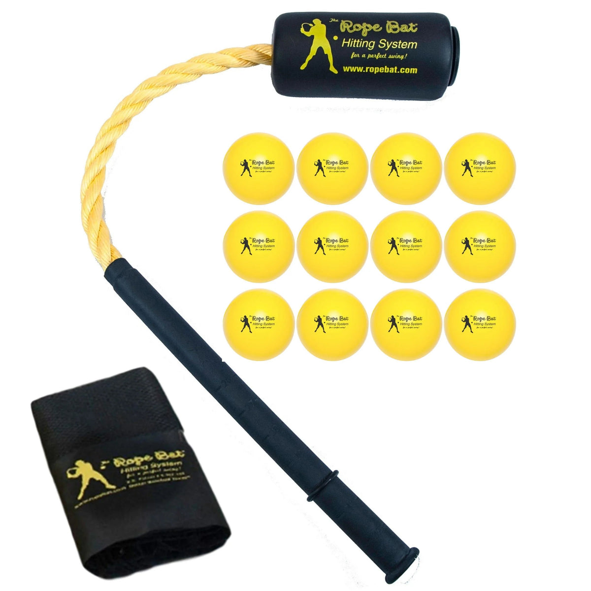 Baseball And Softball Swing Trainer With 12 Soft Balls, 12-Inch Grip, Fits 26 in To 34 in Bats