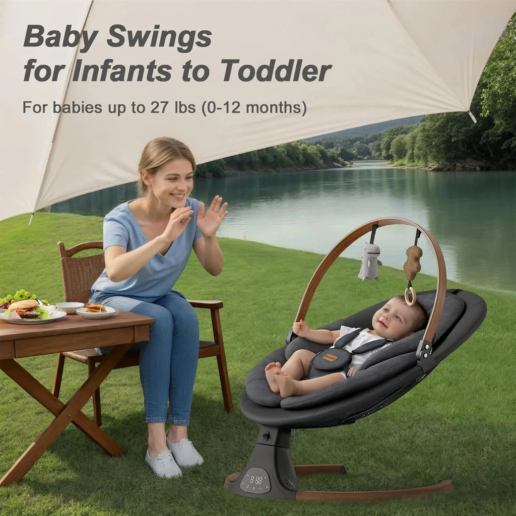 Monamii Bluetooth Infant Swing With Music Speaker, 5 Speeds And Remote Control