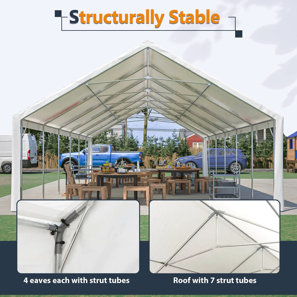 20x40 FT Heavy-Duty Party Tent with 3 Storage Bags - Large Waterproof Wedding Event Shelter for Removable Sidewalls &amp; Zipper Door - Outdoor Commercial Tent for Parties Carport Camping BBQ Garden