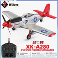 A280 RC Plane 2.4G 4CH 3D6G Mode Aircraft P51 Fighter Simulator with LED Searchlight RC Airplane Toys for Children