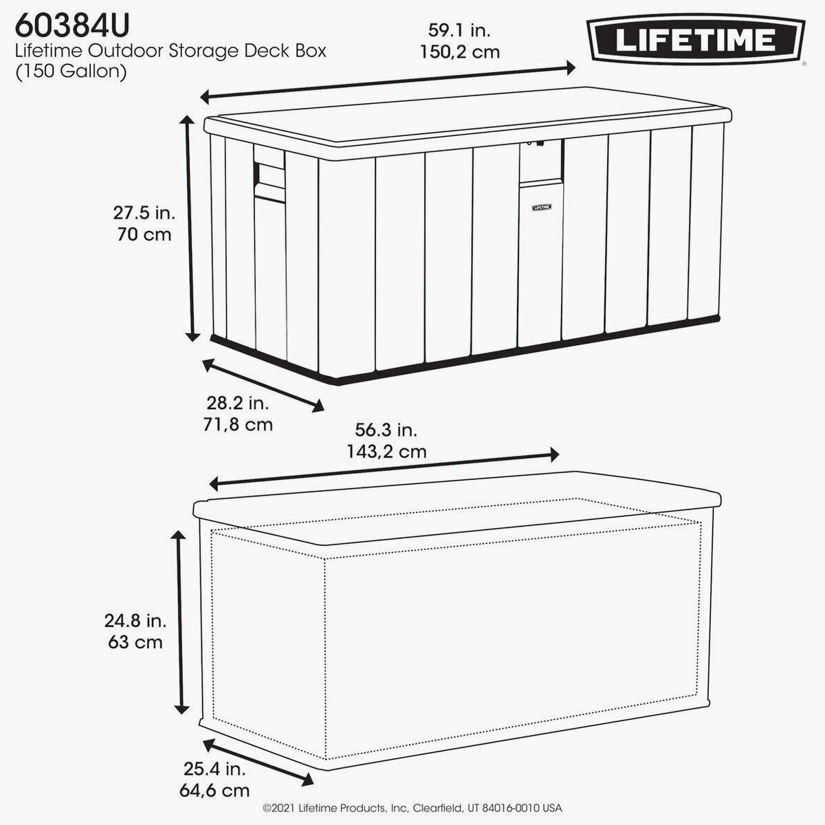 Lifetime 568 Litre Modern Outdoor Storage Deck Box Model 60384U