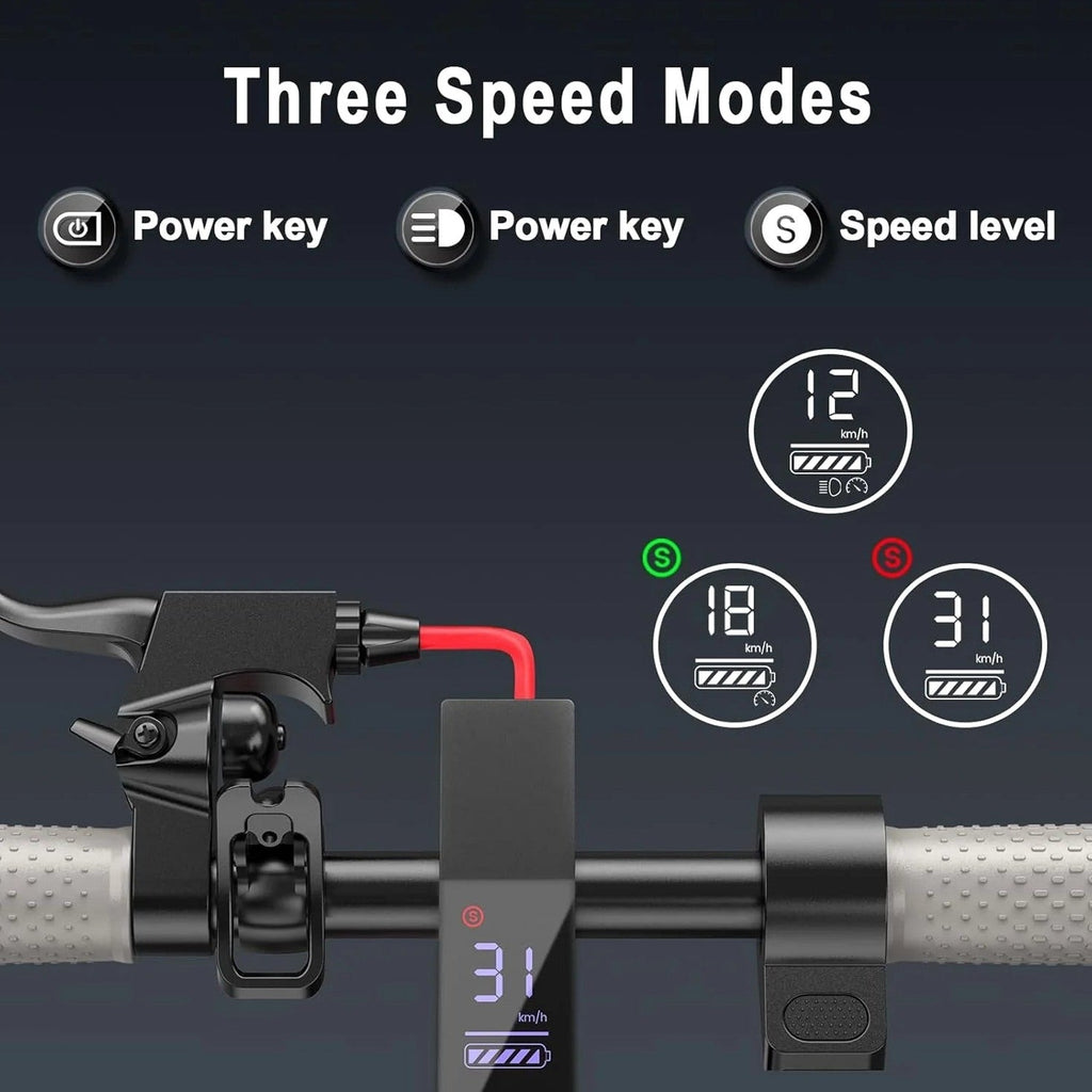 Electric Scooter - 8.5" Solid Tires, 350W Motor, Up to 19 MPH and 21-23 Miles Long-Range Portable Foldable Commuting Scooter for Adults with Double Braking System and App