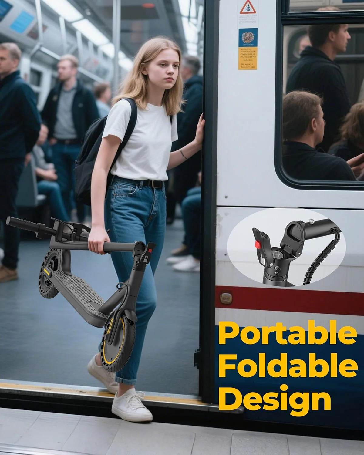 Electric Scooter With 350W/500W Motor And 22 Mph Top Speed