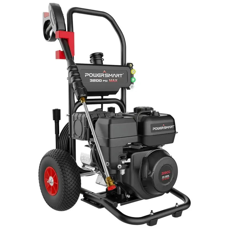 PowerSmart Gas Pressure Washer, 3200 PSI, 2.5 GPM, 5 Nozzles, 0.7 Gallon Gas Tank, 0.8 Gallon Soap Tank