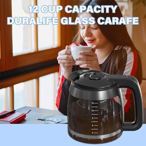 12-Cup Coffee Pot Replacement Carafe Compatible with Ninja Coffee Brewer Maker Models CE251 CE201 CE201C CE200 CE200C Model# XGLSLID200