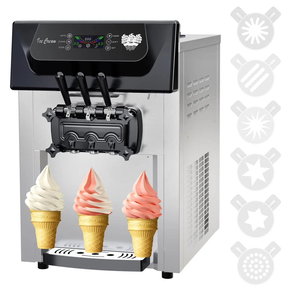 3-Flavor Soft Serve Ice Cream Machine, 2200W, 5.3-7.4 Gal/Hr
