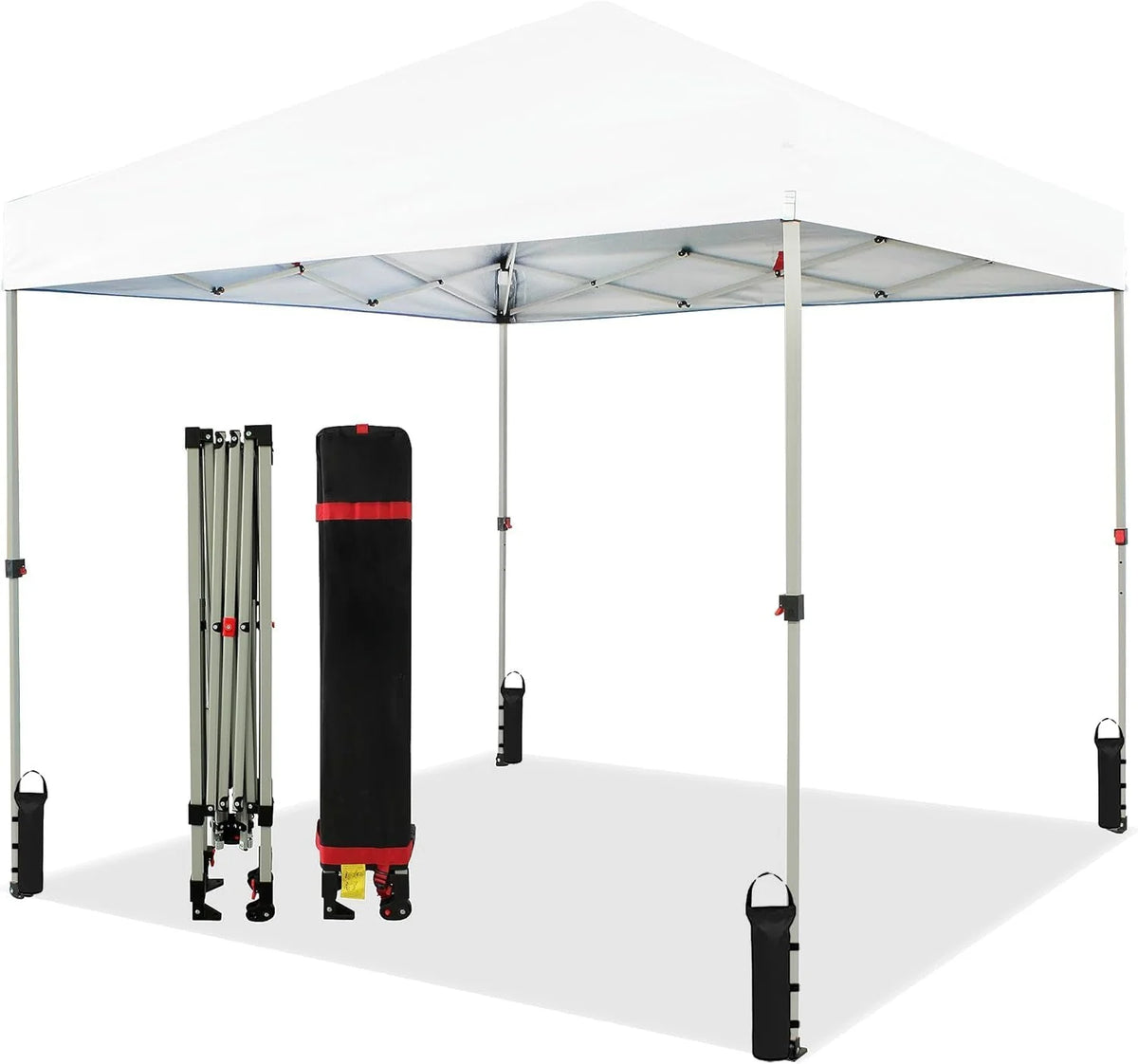 10x10 Pop-Up Canopy Tent With One Push Setup And Silver-Coated White Top