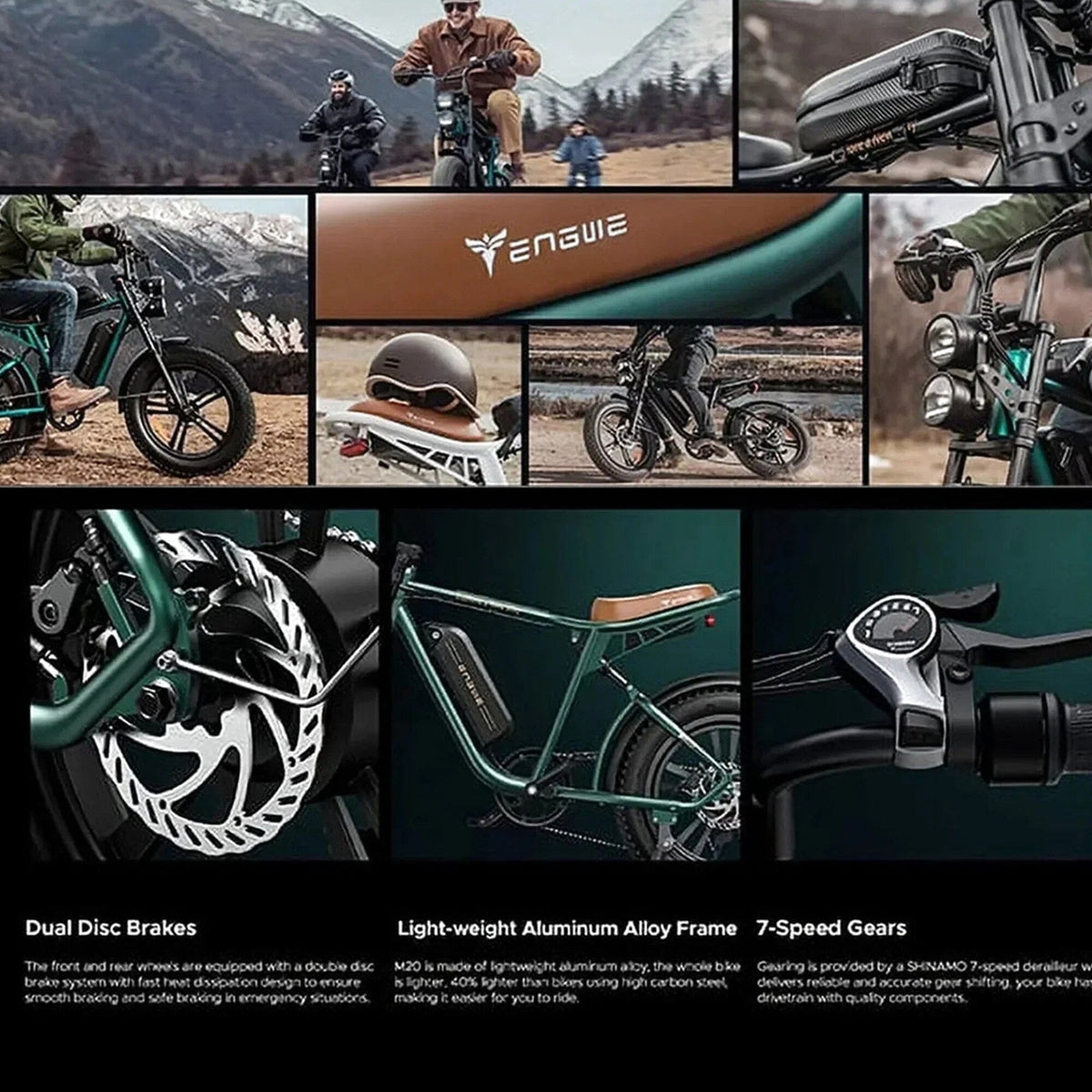 1000W Electric Bike for Adults, Retro-Style, 28mph, 94 Miles Range, 20′′x4.0′′ Fat Tires, Full Suspension, UL Certified