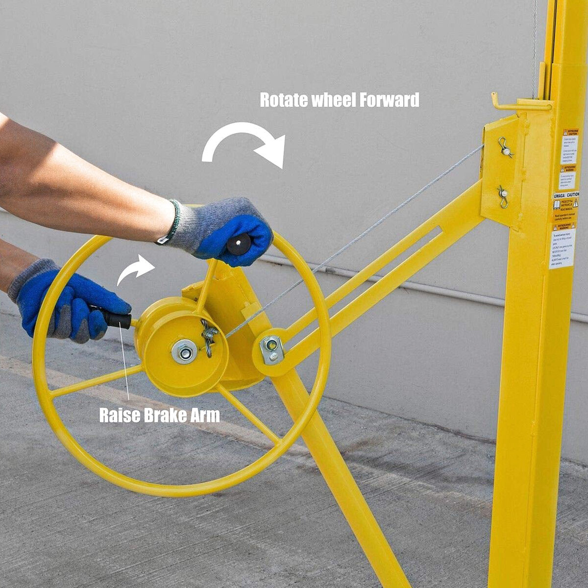 Stark USA 65044 65044 Drywall Lift 11' Yellow Rolling Sheetrock Panel Hoist Jack