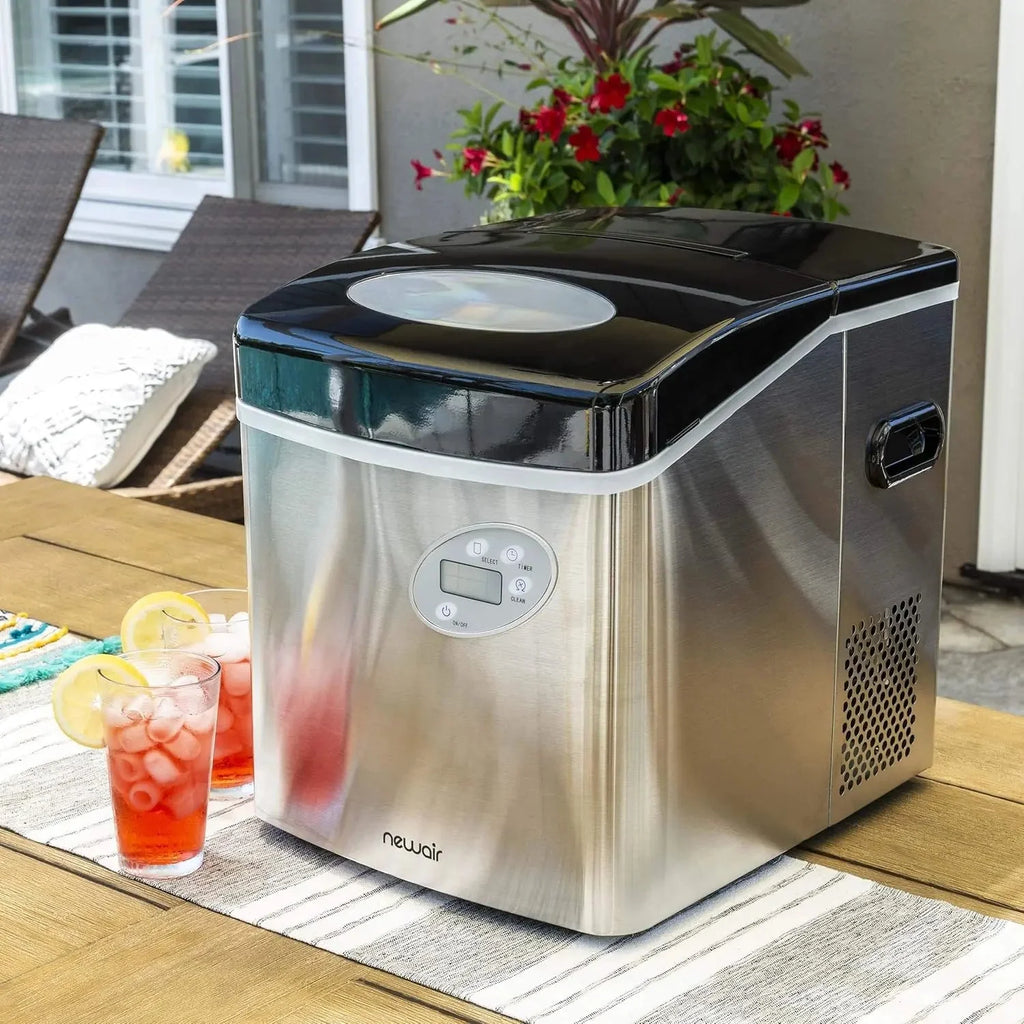 Newair Portable Countertop Ice Maker, 50 lb Daily, 12 Cubes in Under 7 Minutes, 3 Ice Sizes, Stainless Steel